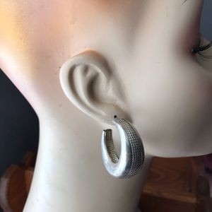 Vintage wide 925 silver hoop earrings hoops